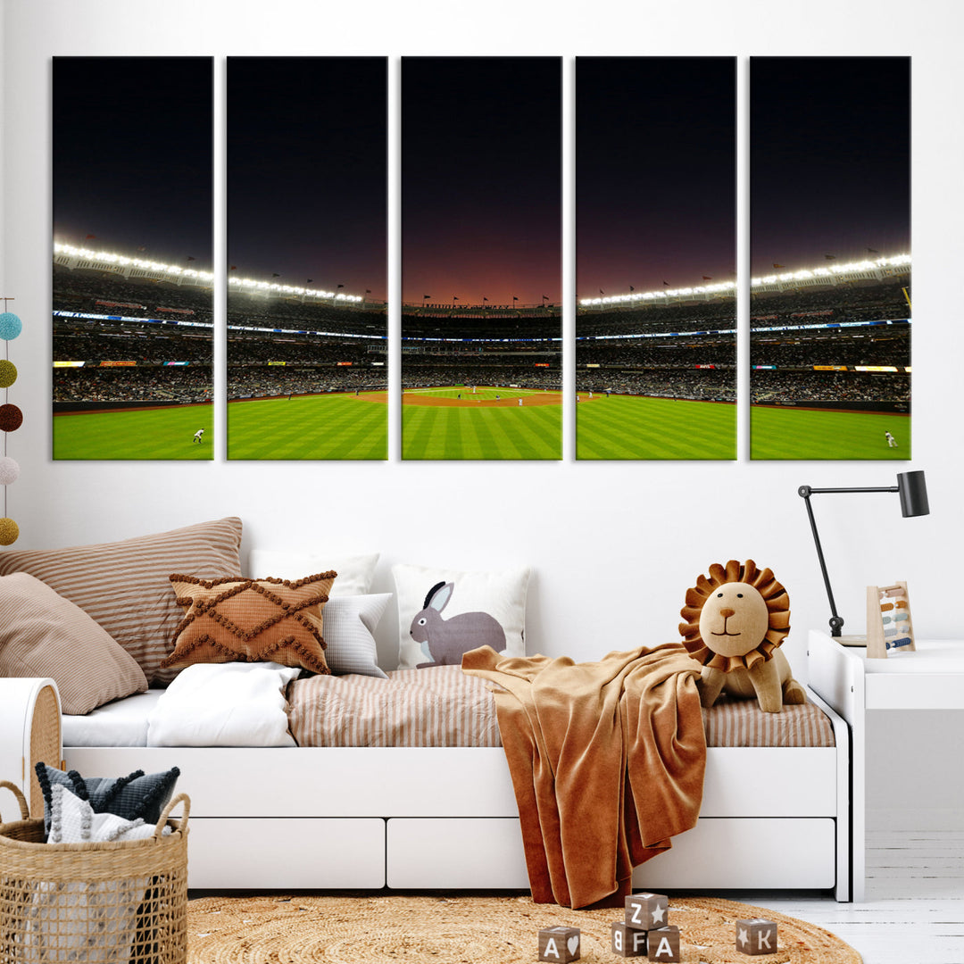 Game Night at Yankee Stadium Wall Art Print, New York Yankees Baseball Stadium in Canvas Print MLB Wall Art Baseball Fans Gift Dorm Wall Art