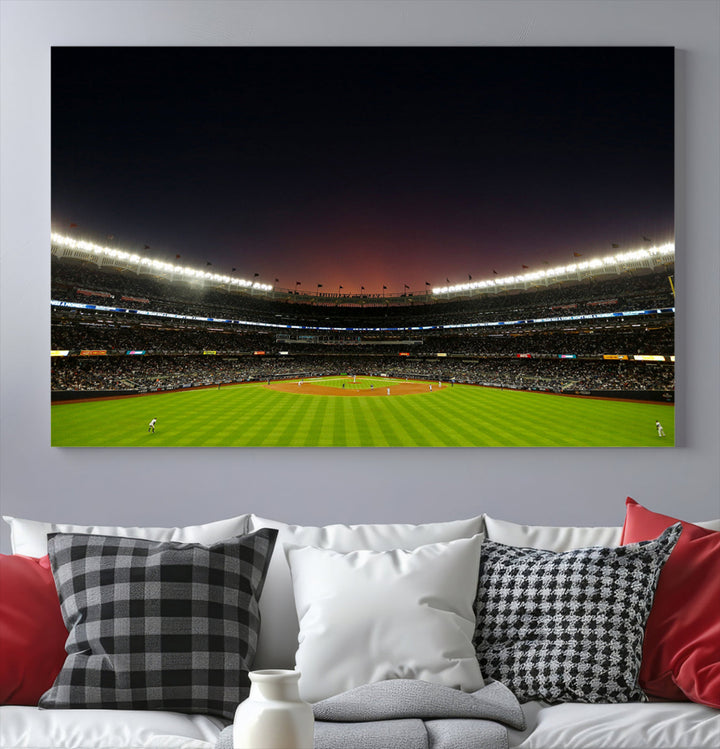 Game Night at Yankee Stadium Wall Art Print, New York Yankees Baseball Stadium in Canvas Print MLB Wall Art Baseball Fans Gift Dorm Wall Art