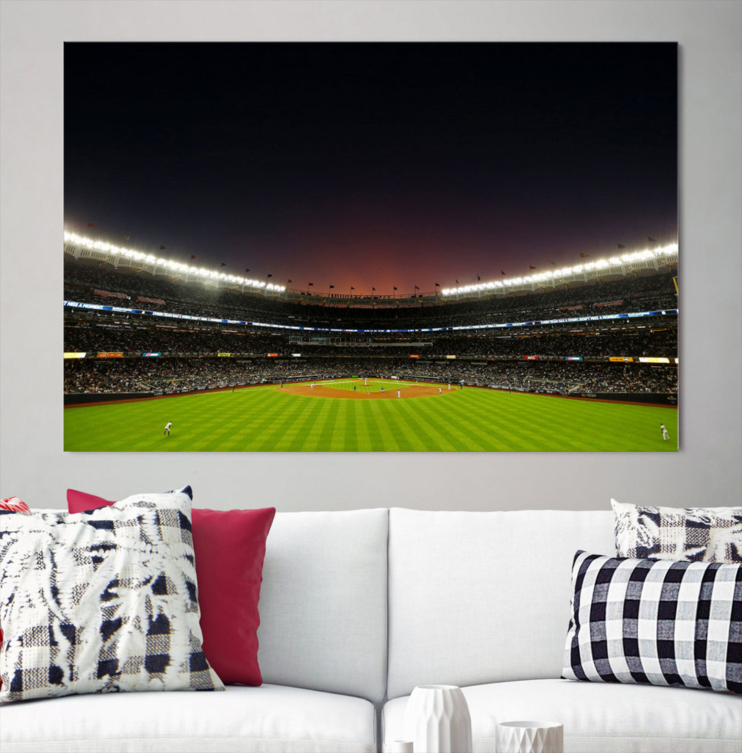 Game Night at Yankee Stadium Wall Art Print, New York Yankees Baseball Stadium in Canvas Print MLB Wall Art Baseball Fans Gift Dorm Wall Art