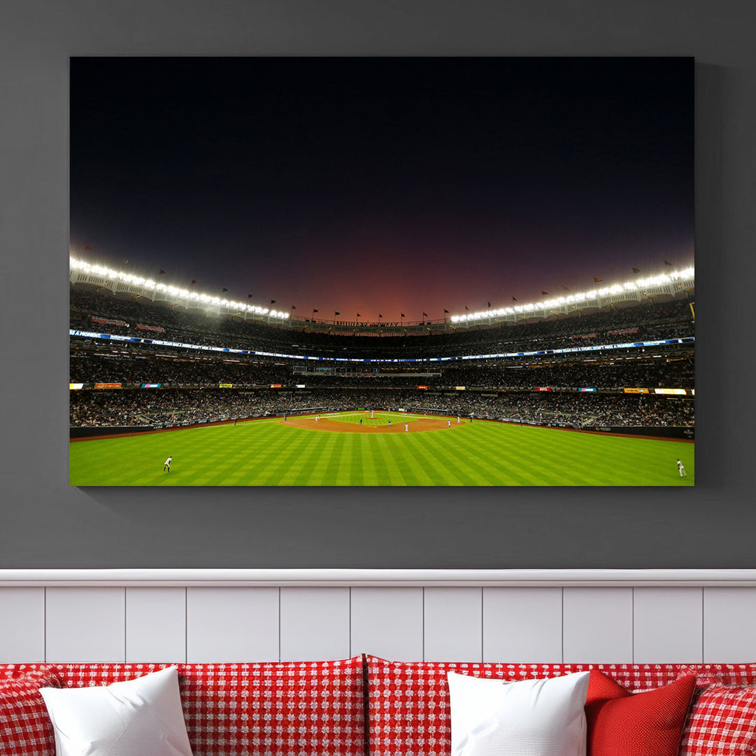 Game Night at Yankee Stadium Wall Art Print, New York Yankees Baseball Stadium in Canvas Print MLB Wall Art Baseball Fans Gift Dorm Wall Art