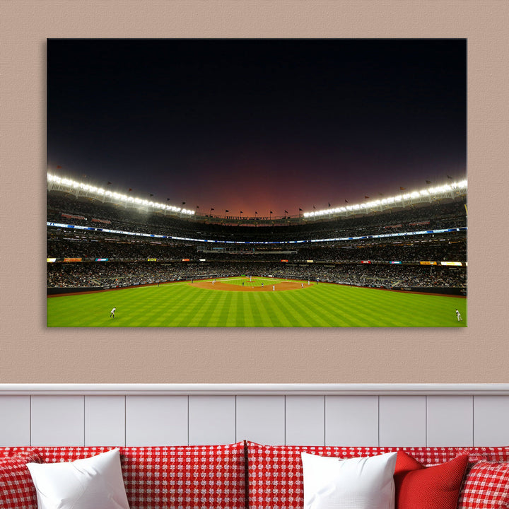 Game Night at Yankee Stadium Wall Art Print, New York Yankees Baseball Stadium in Canvas Print MLB Wall Art Baseball Fans Gift Dorm Wall Art