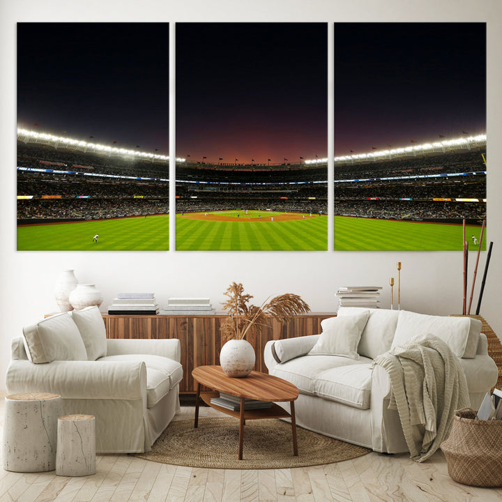 Game Night at Yankee Stadium Wall Art Print, New York Yankees Baseball Stadium in Canvas Print MLB Wall Art Baseball Fans Gift Dorm Wall Art