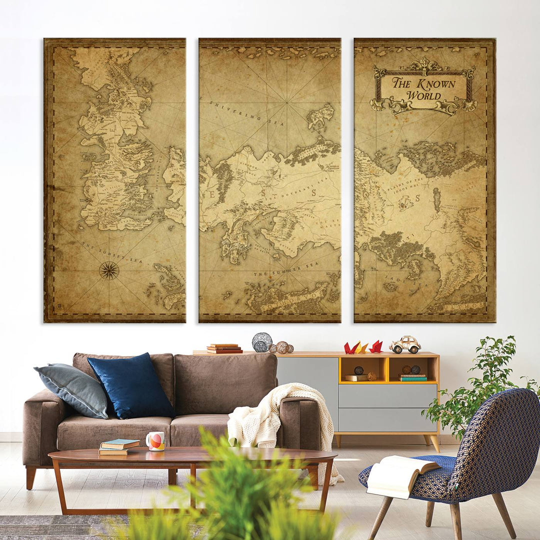 Game of Thrones Wall Art Canvas Print, The Known World Map Print