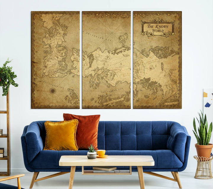 Game of Thrones Wall Art Canvas Print, The Known World Map Print