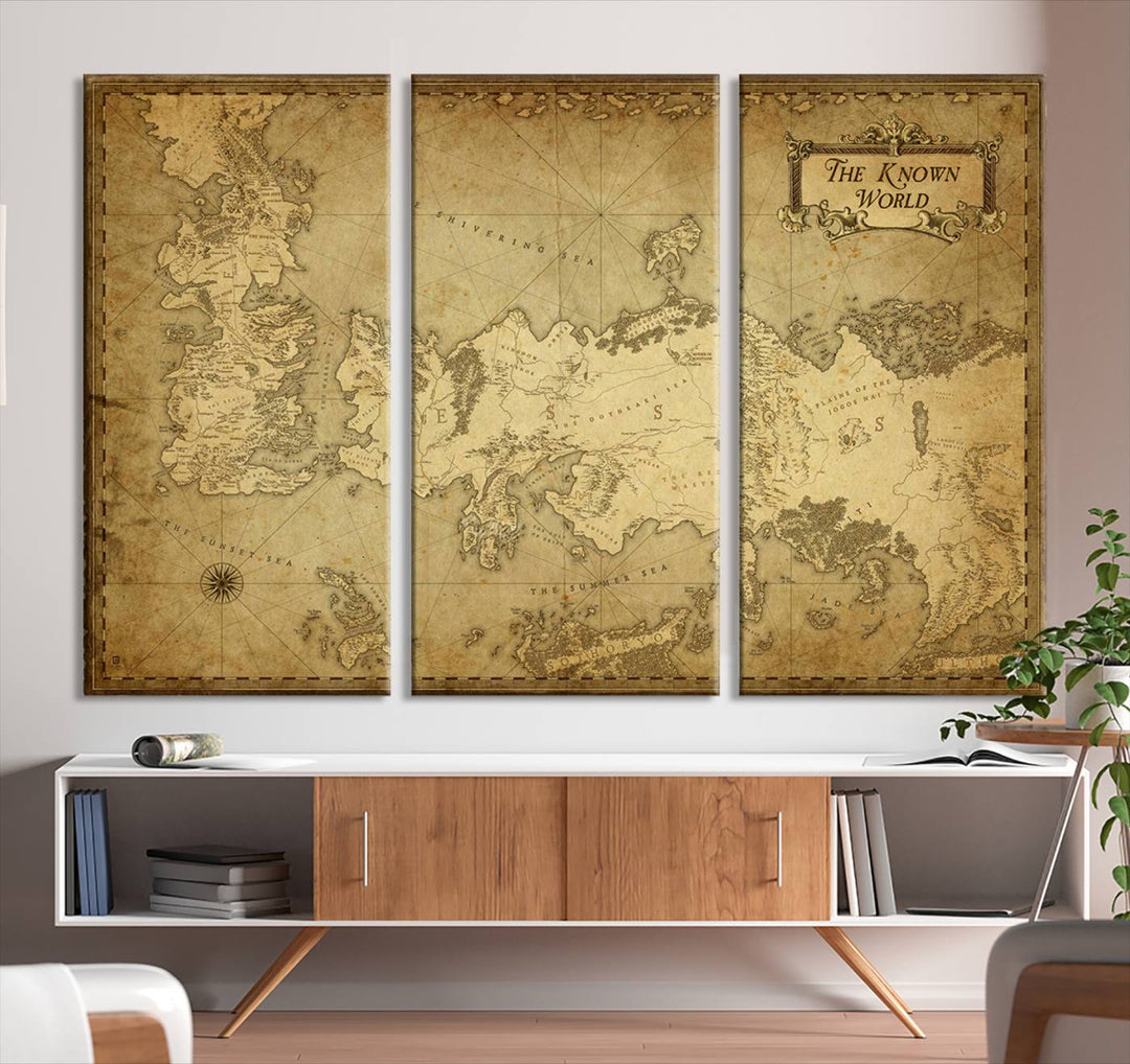 Game of Thrones Wall Art Canvas Print, The Known World Map Print