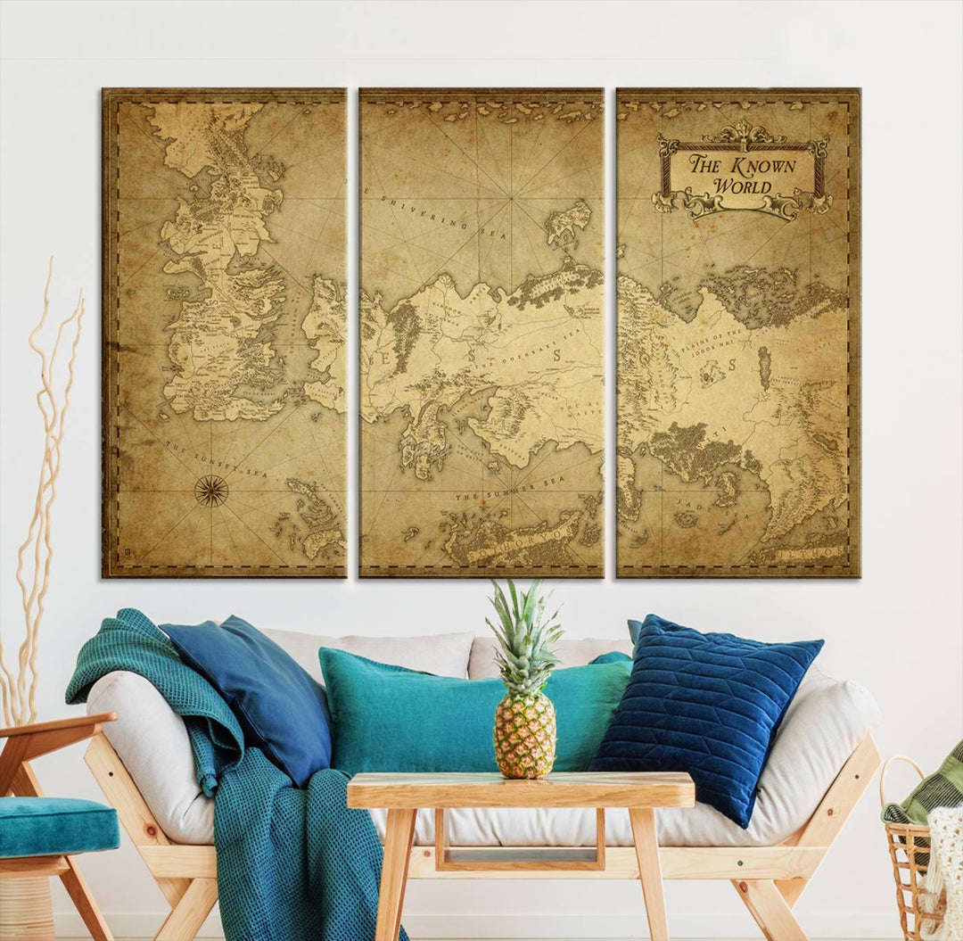 Game of Thrones Wall Art Canvas Print, The Known World Map Print