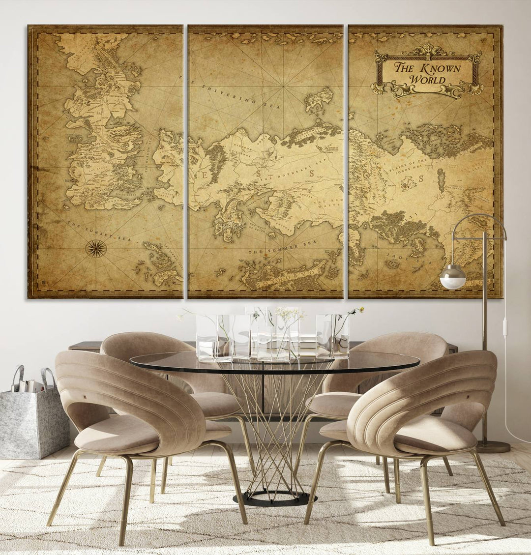 Game of Thrones Wall Art Canvas Print, The Known World Map Print