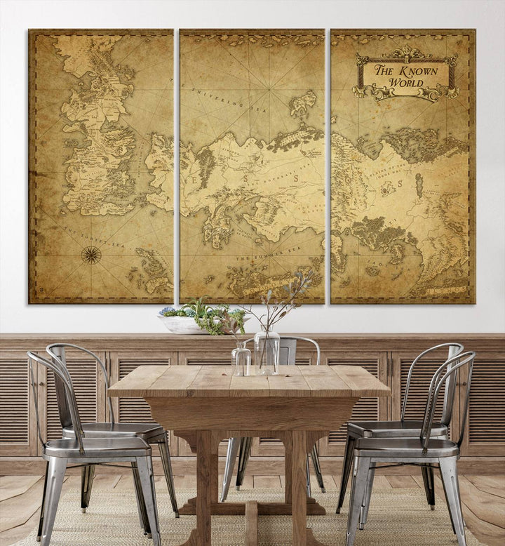 Game of Thrones Wall Art Canvas Print, The Known World Map Print