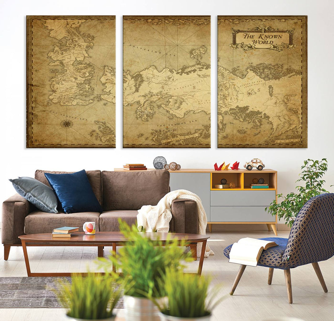 Game of Thrones Wall Art Canvas Print, The Known World Map Print