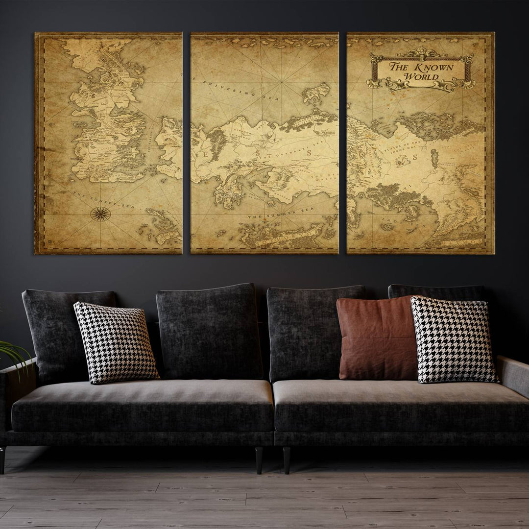 Game of Thrones Wall Art Canvas Print, The Known World Map Print