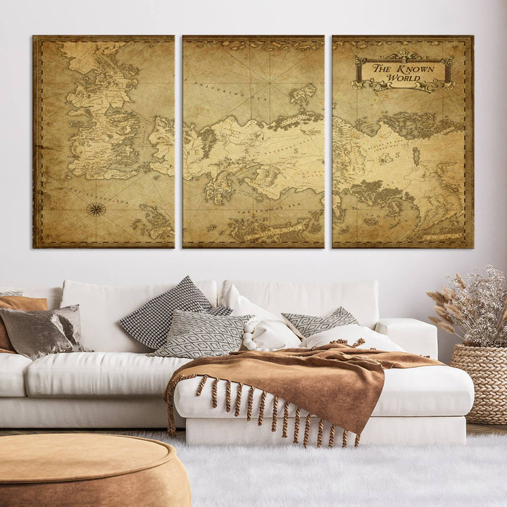 Game of Thrones Wall Art Canvas Print, The Known World Map Print