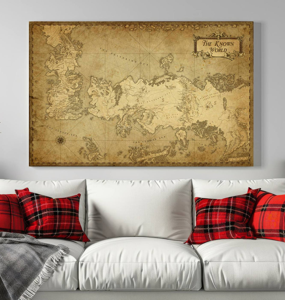 Game of Thrones Wall Art Canvas Print, The Known World Map Print