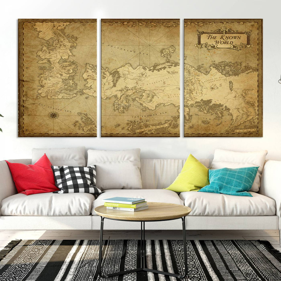 Game of Thrones Wall Art Canvas Print, The Known World Map Print