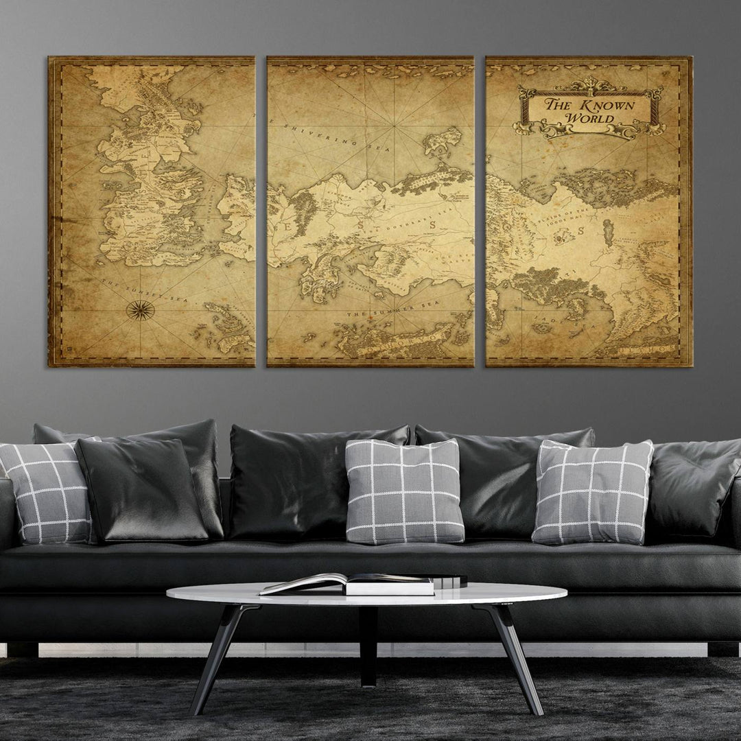 Game of Thrones Wall Art Canvas Print, The Known World Map Print