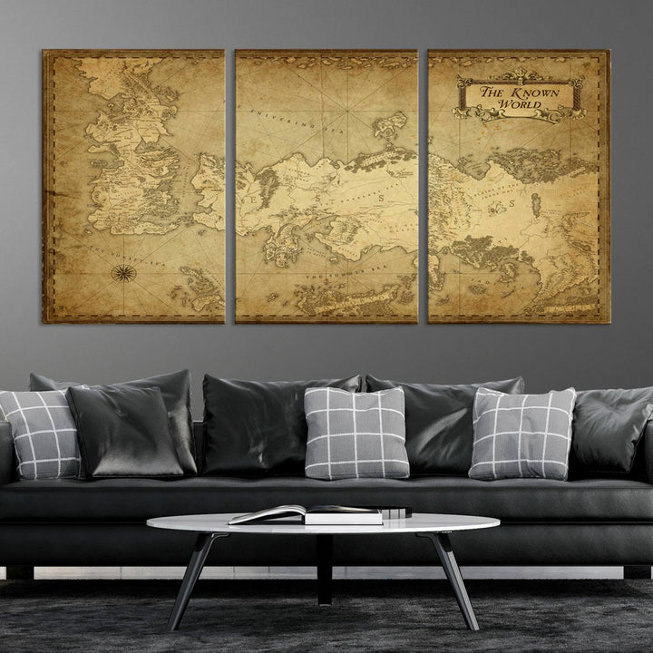 Game of Thrones Wall Art Canvas Print, The Known World Map Print