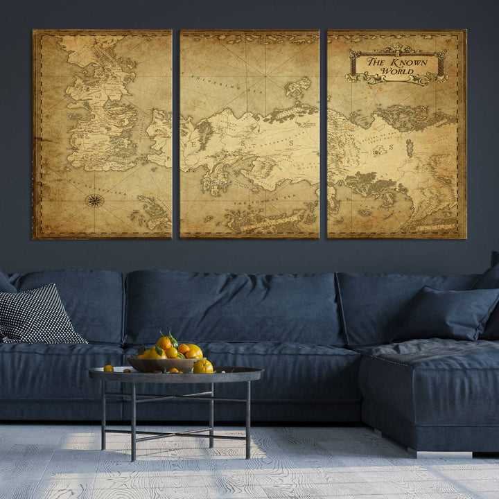 Game of Thrones Wall Art Canvas Print, The Known World Map Print