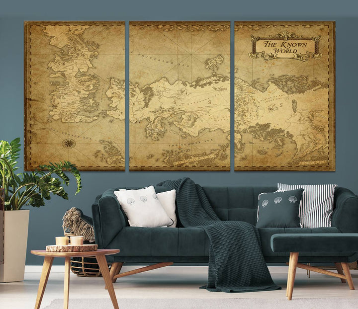 Game of Thrones Wall Art Canvas Print, The Known World Map Print