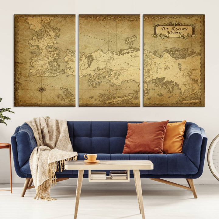 Game of Thrones Wall Art Canvas Print, The Known World Map Print