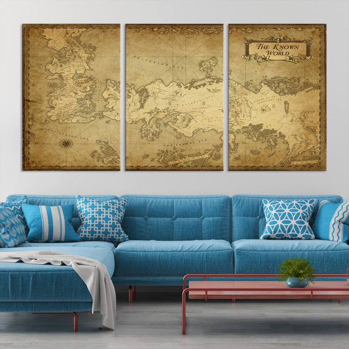 Game of Thrones Wall Art Canvas Print, The Known World Map Print