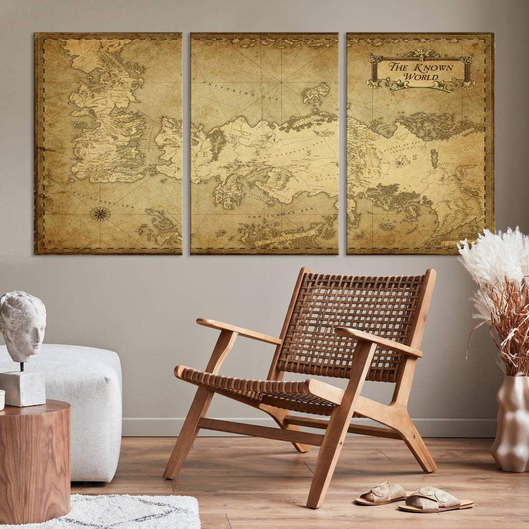 Game of Thrones Wall Art Canvas Print, The Known World Map Print