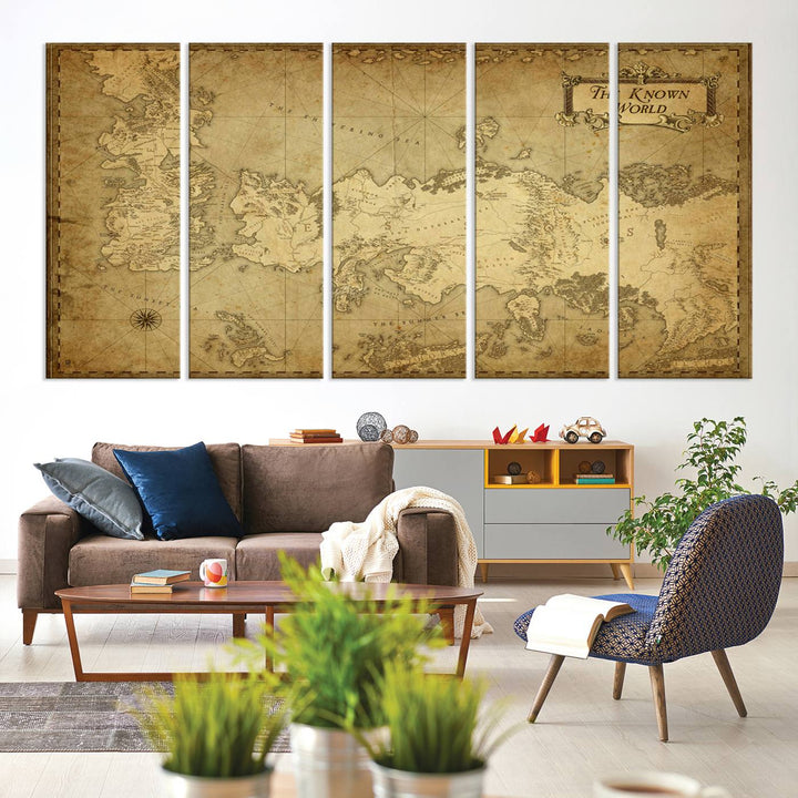 Game of Thrones Wall Art Canvas Print, The Known World Map Print