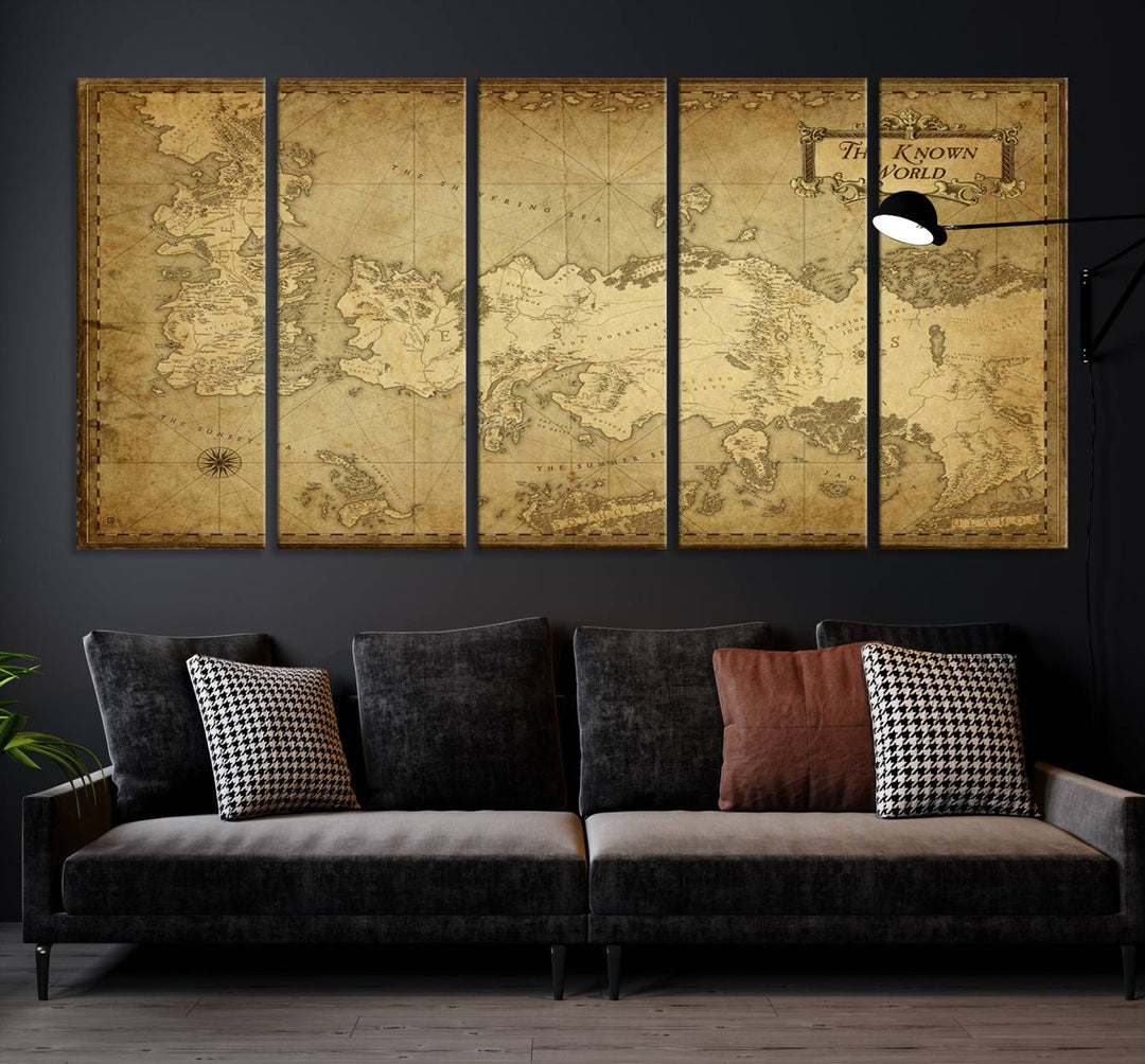 Game of Thrones Wall Art Canvas Print, The Known World Map Print