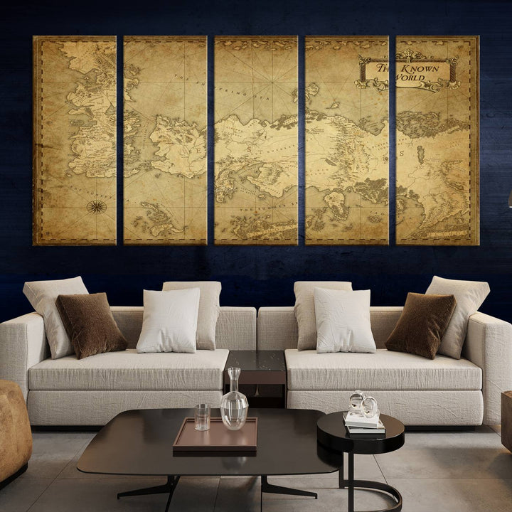 Game of Thrones Wall Art Canvas Print, The Known World Map Print