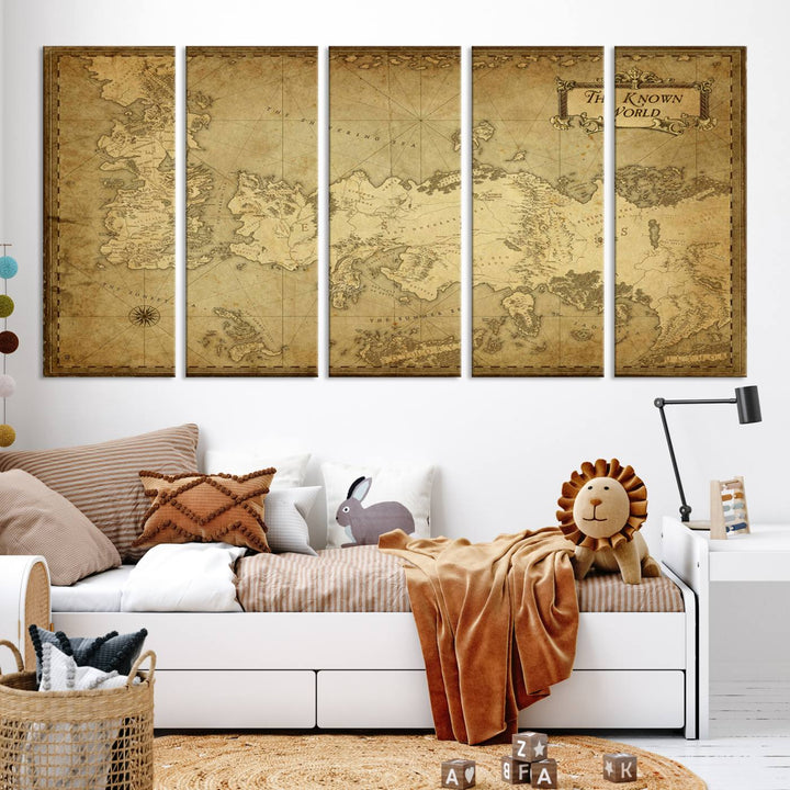 Game of Thrones Wall Art Canvas Print, The Known World Map Print