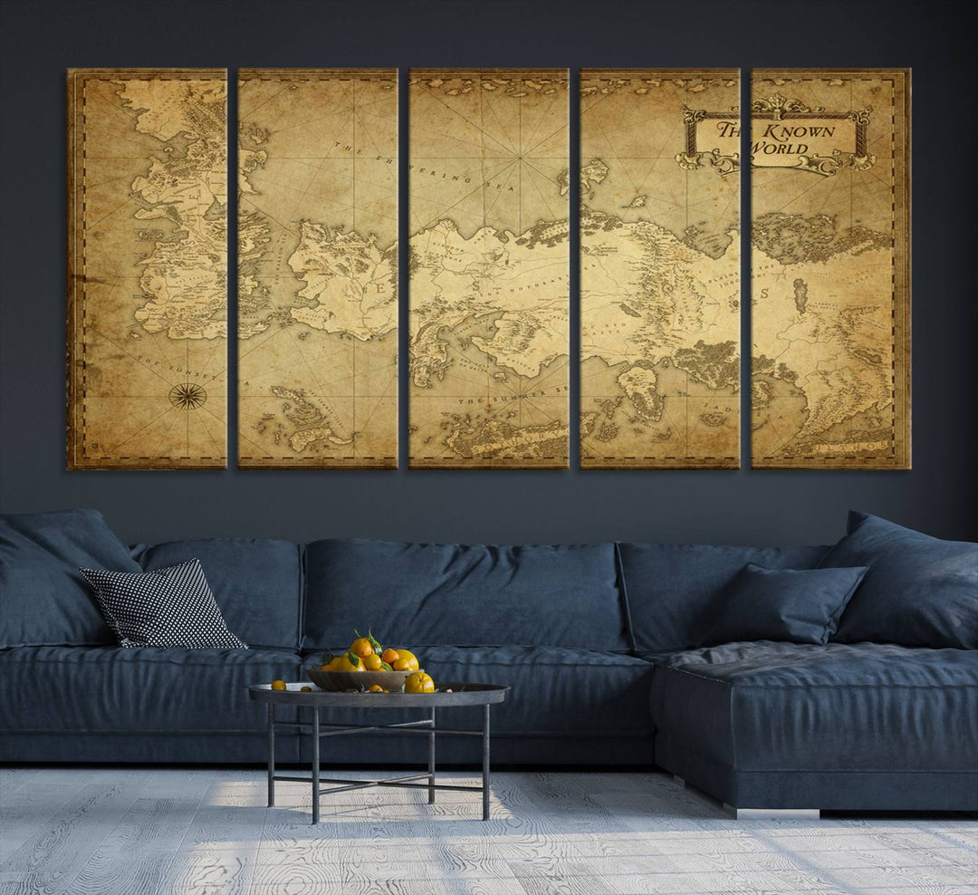 Game of Thrones Wall Art Canvas Print, The Known World Map Print