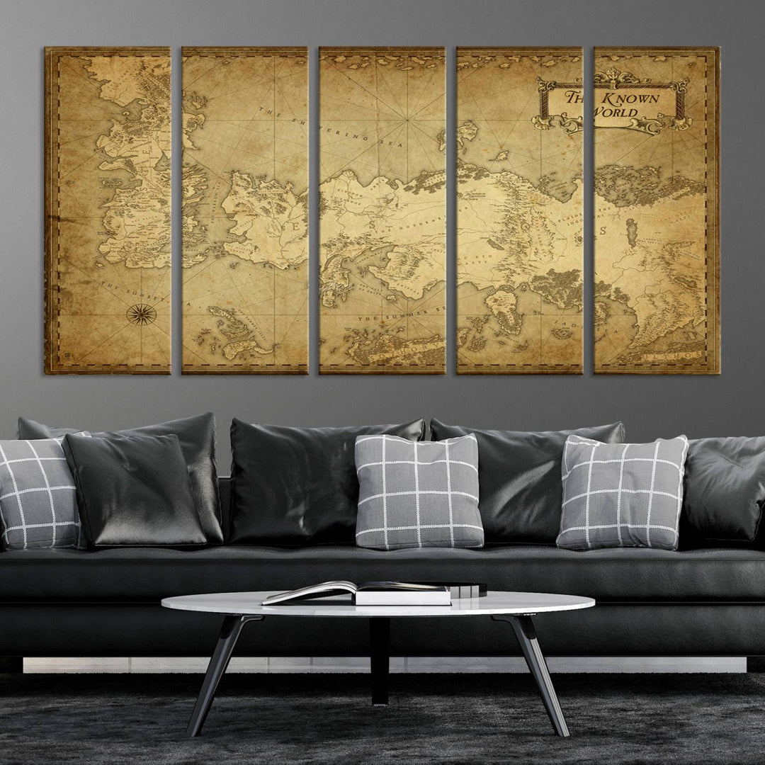 Game of Thrones Wall Art Canvas Print, The Known World Map Print