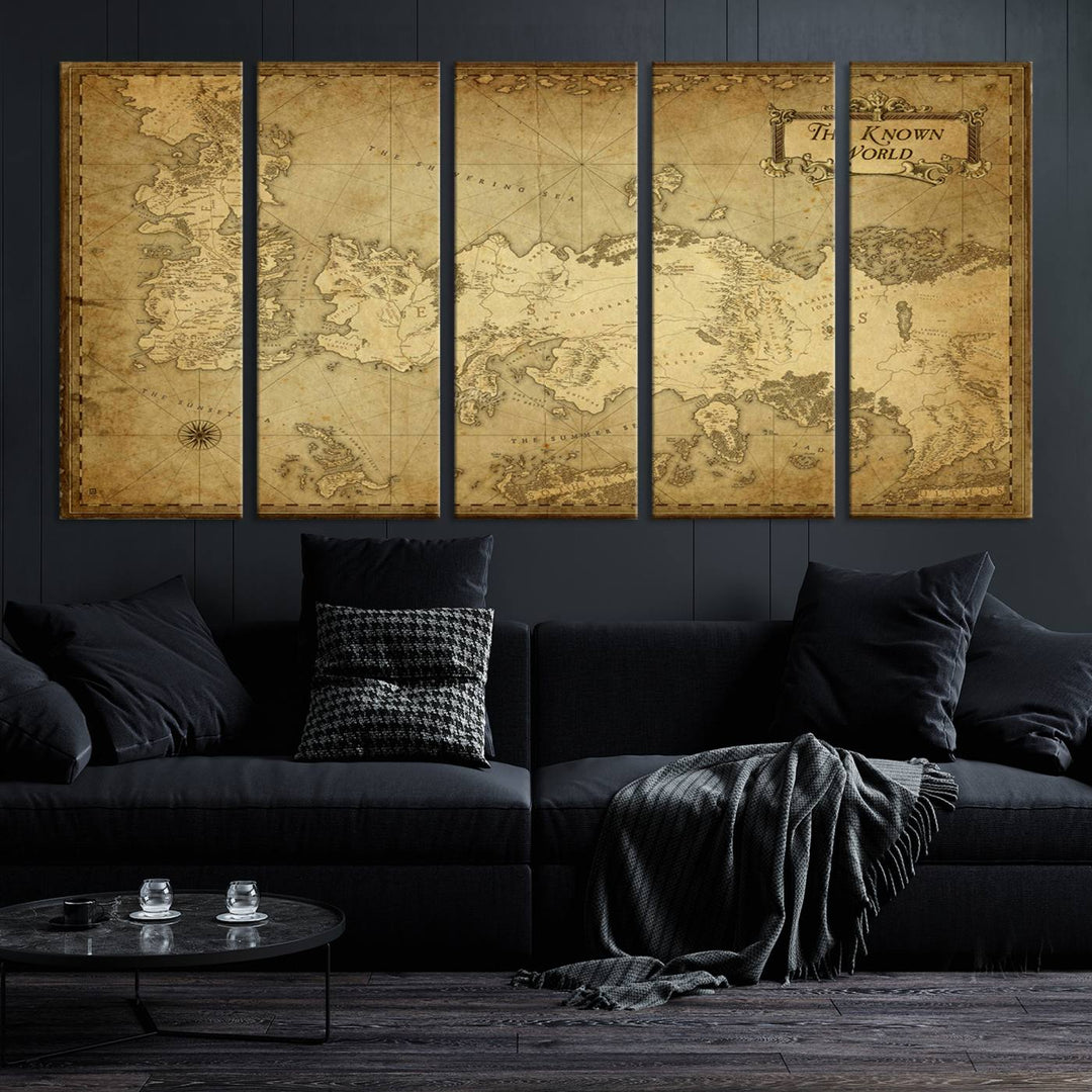 Game of Thrones Wall Art Canvas Print, The Known World Map Print