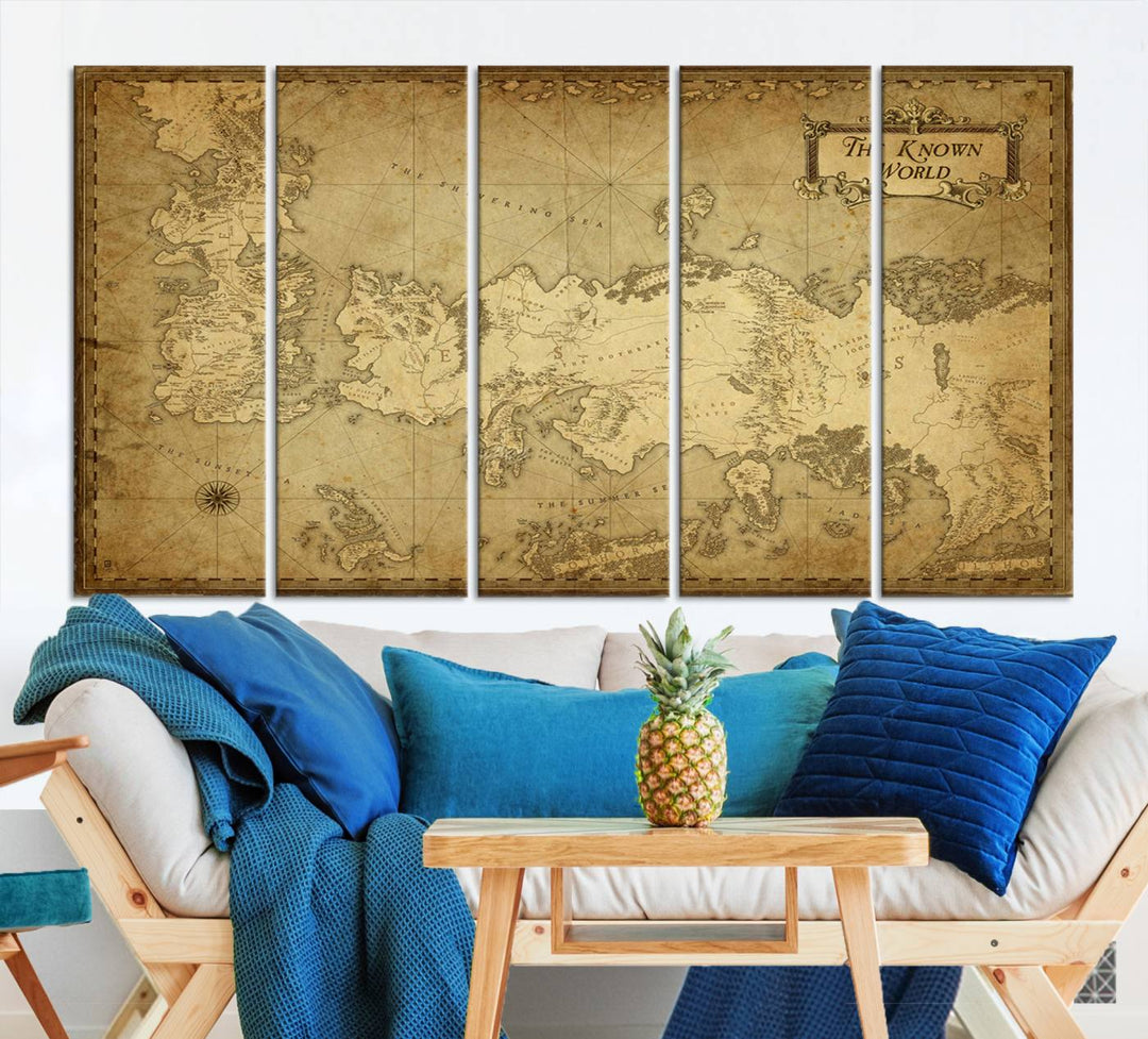 Game of Thrones Wall Art Canvas Print, The Known World Map Print