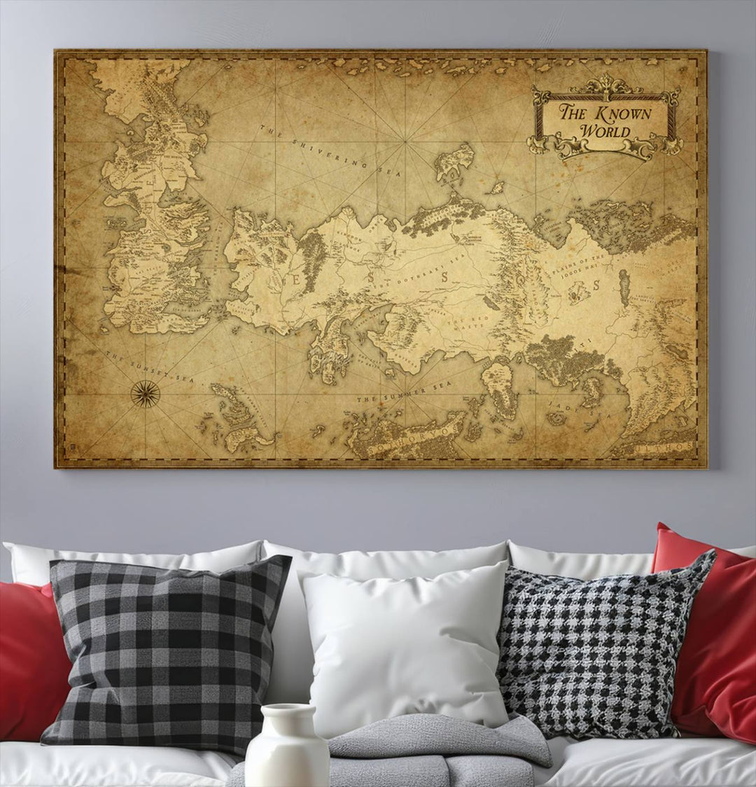 Game of Thrones Wall Art Canvas Print, The Known World Map Print