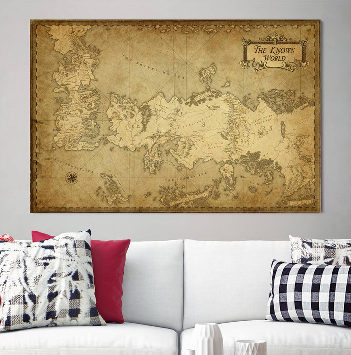 Game of Thrones Wall Art Canvas Print, The Known World Map Print