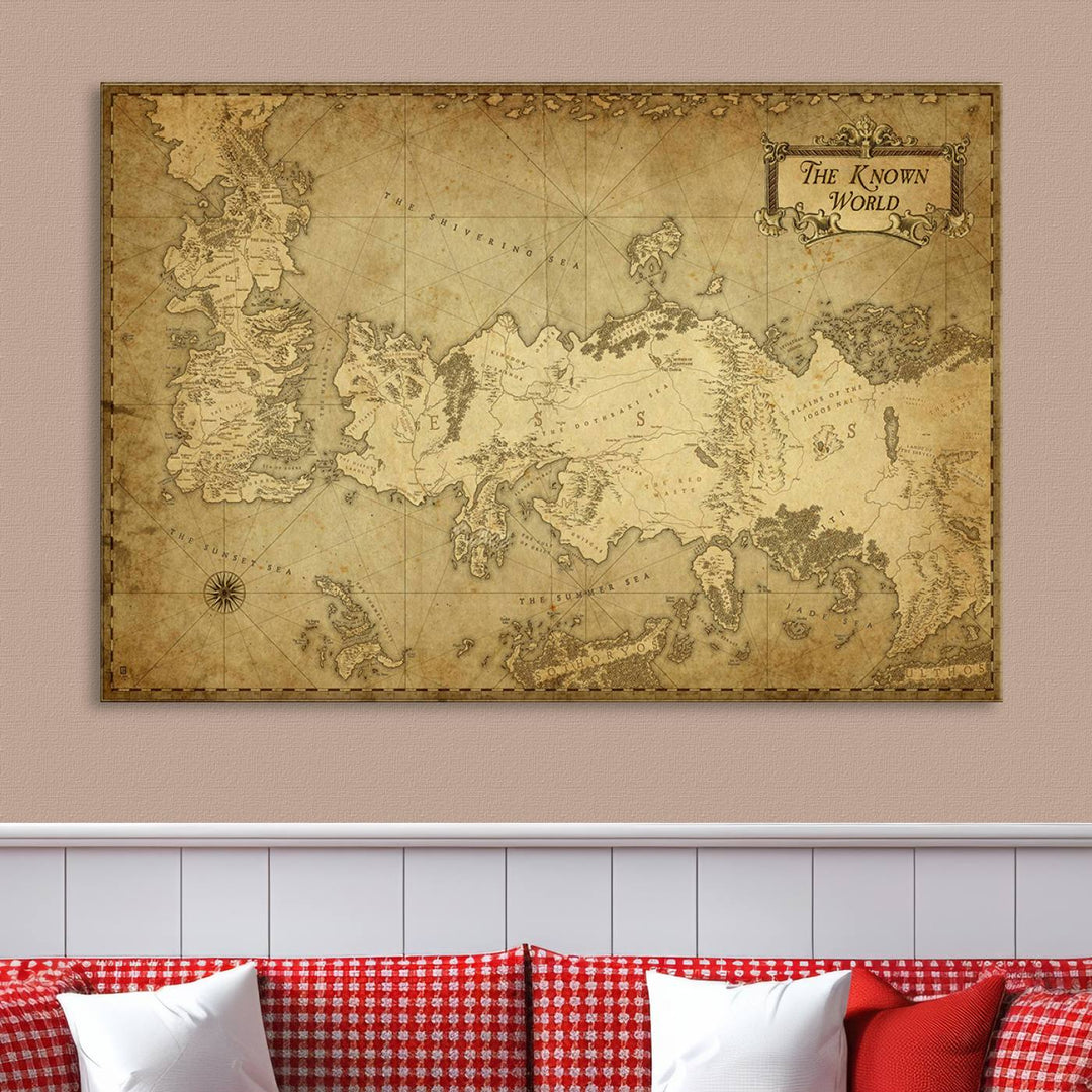 Game of Thrones Wall Art Canvas Print, The Known World Map Print