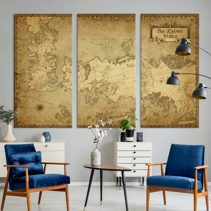 Game of Thrones Wall Art Canvas Print, The Known World Map Print