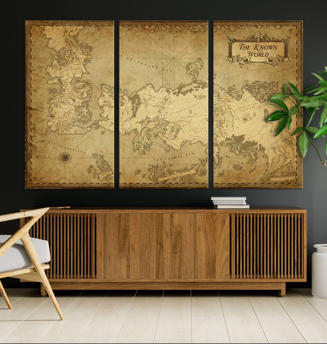 Game of Thrones Wall Art Canvas Print, The Known World Map Print