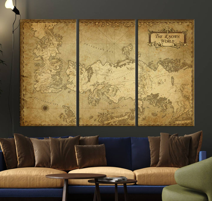 Game of Thrones Wall Art Canvas Print, The Known World Map Print