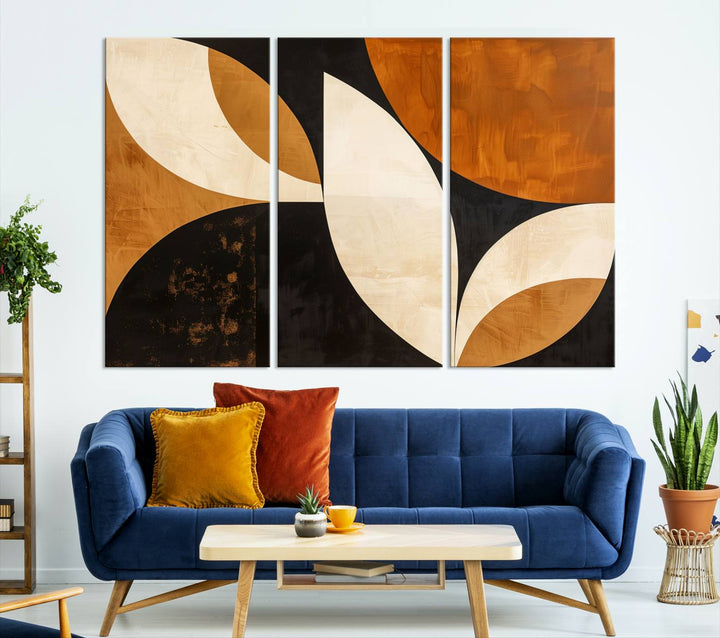 Geometric Abstract Wall Art Canvas Print, Mid Century Modern Wall Art Print