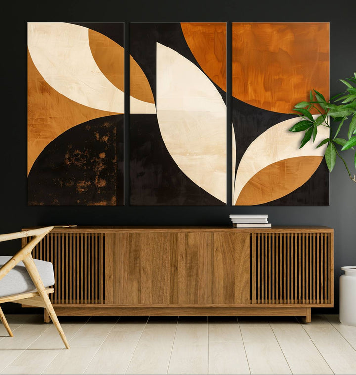 Geometric Abstract Wall Art Canvas Print, Mid Century Modern Wall Art Print