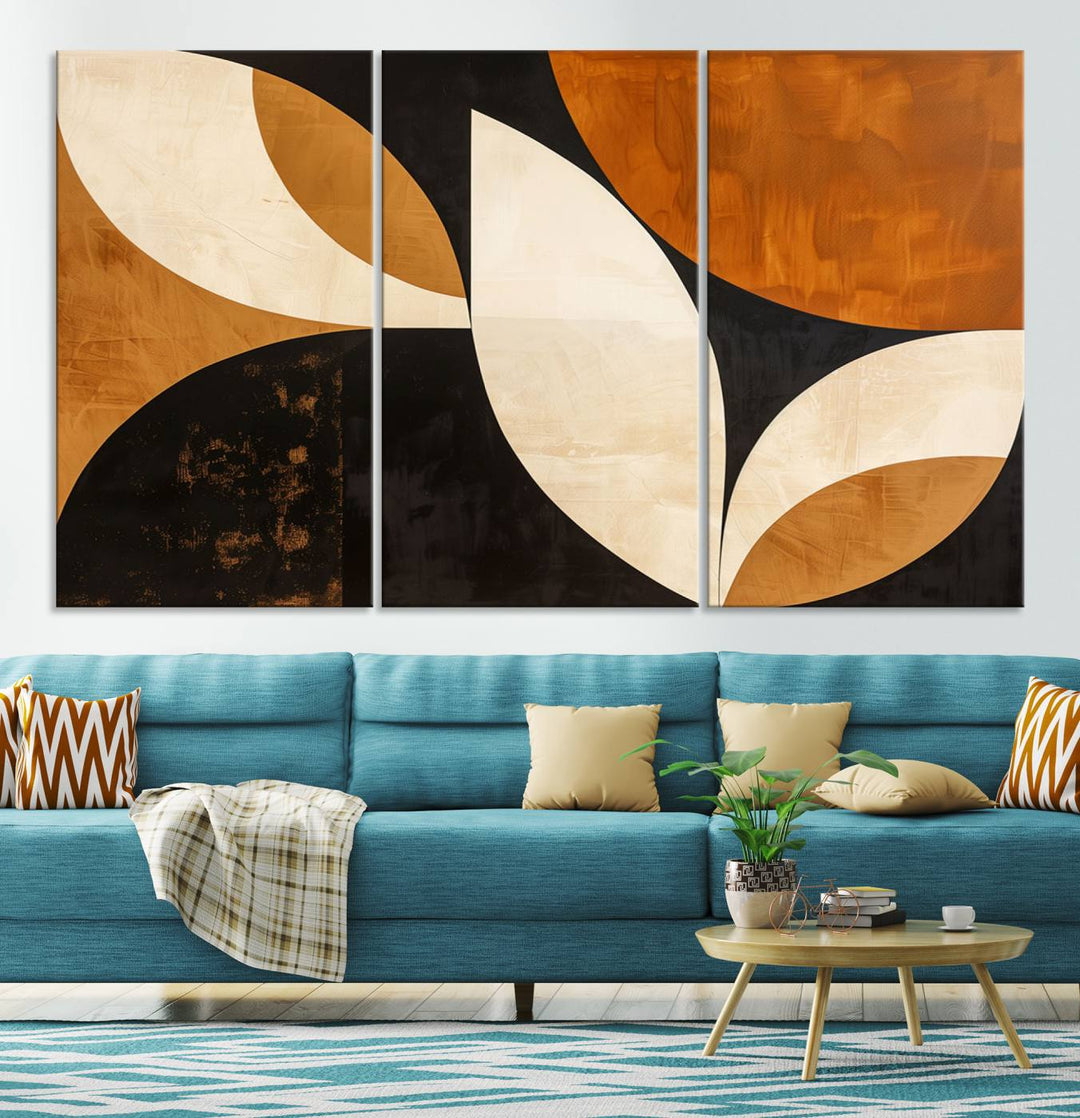 Geometric Abstract Wall Art Canvas Print, Mid Century Modern Wall Art Print