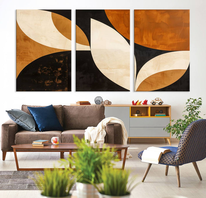 Geometric Abstract Wall Art Canvas Print, Mid Century Modern Wall Art Print