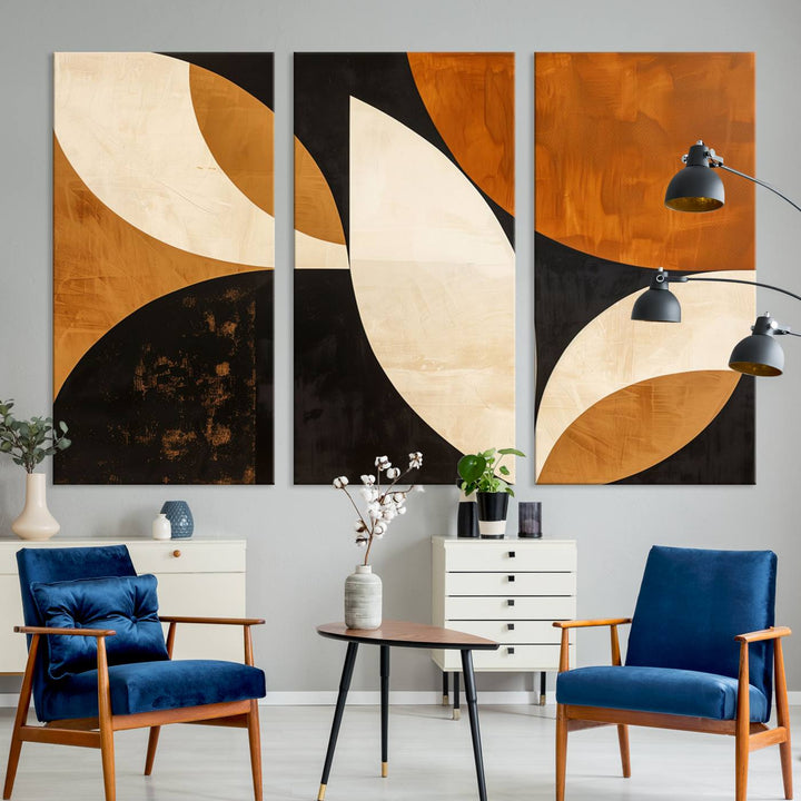 Geometric Abstract Wall Art Canvas Print, Mid Century Modern Wall Art Print