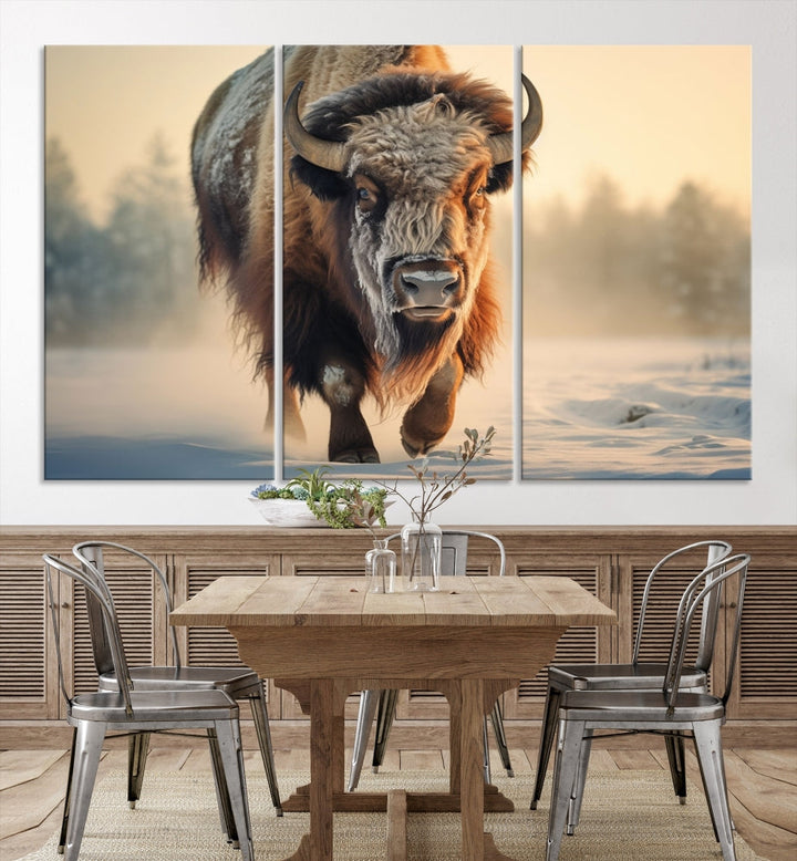 Georgous American Bison Printed on Canvas Wall Art Framed Living Room Decor