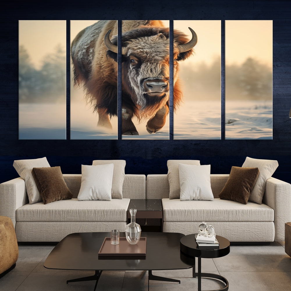 Georgous American Bison Printed on Canvas Wall Art Framed Living Room Decor