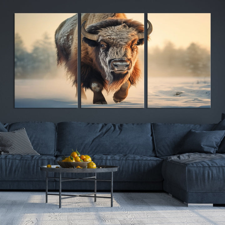 Georgous American Bison Printed on Canvas Wall Art Framed Living Room Decor