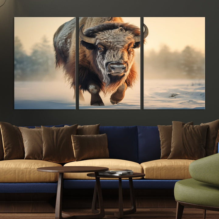 Georgous American Bison Printed on Canvas Wall Art Framed Living Room Decor