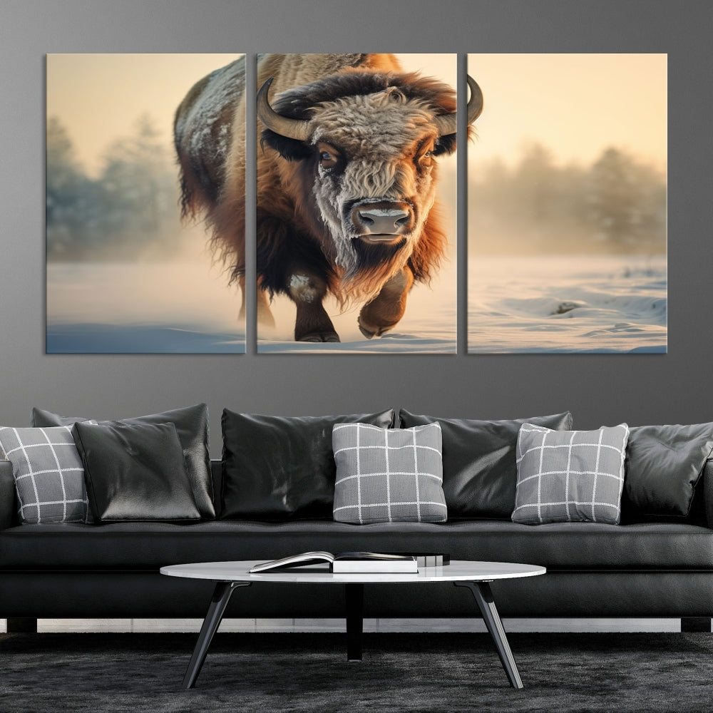 Georgous American Bison Printed on Canvas Wall Art Framed Living Room Decor