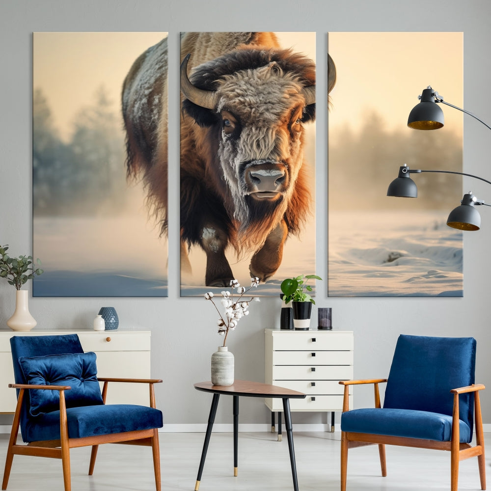 Georgous American Bison Printed on Canvas Wall Art Framed Living Room Decor