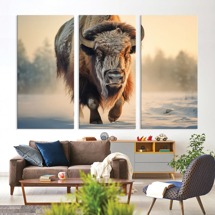 Georgous American Bison Printed on Canvas Wall Art Framed Living Room Decor